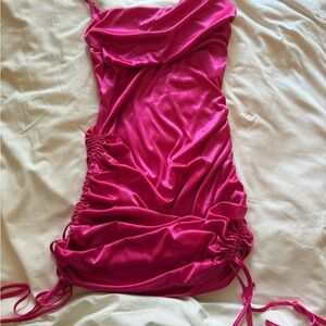 Vibrant Pink Ruched Dress